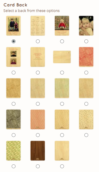 Custom holiday card back options