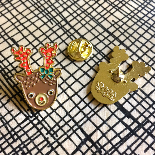 Reindeer Wood Ornament Cards & Enamel Pin Set web exclusive - holiday bundle