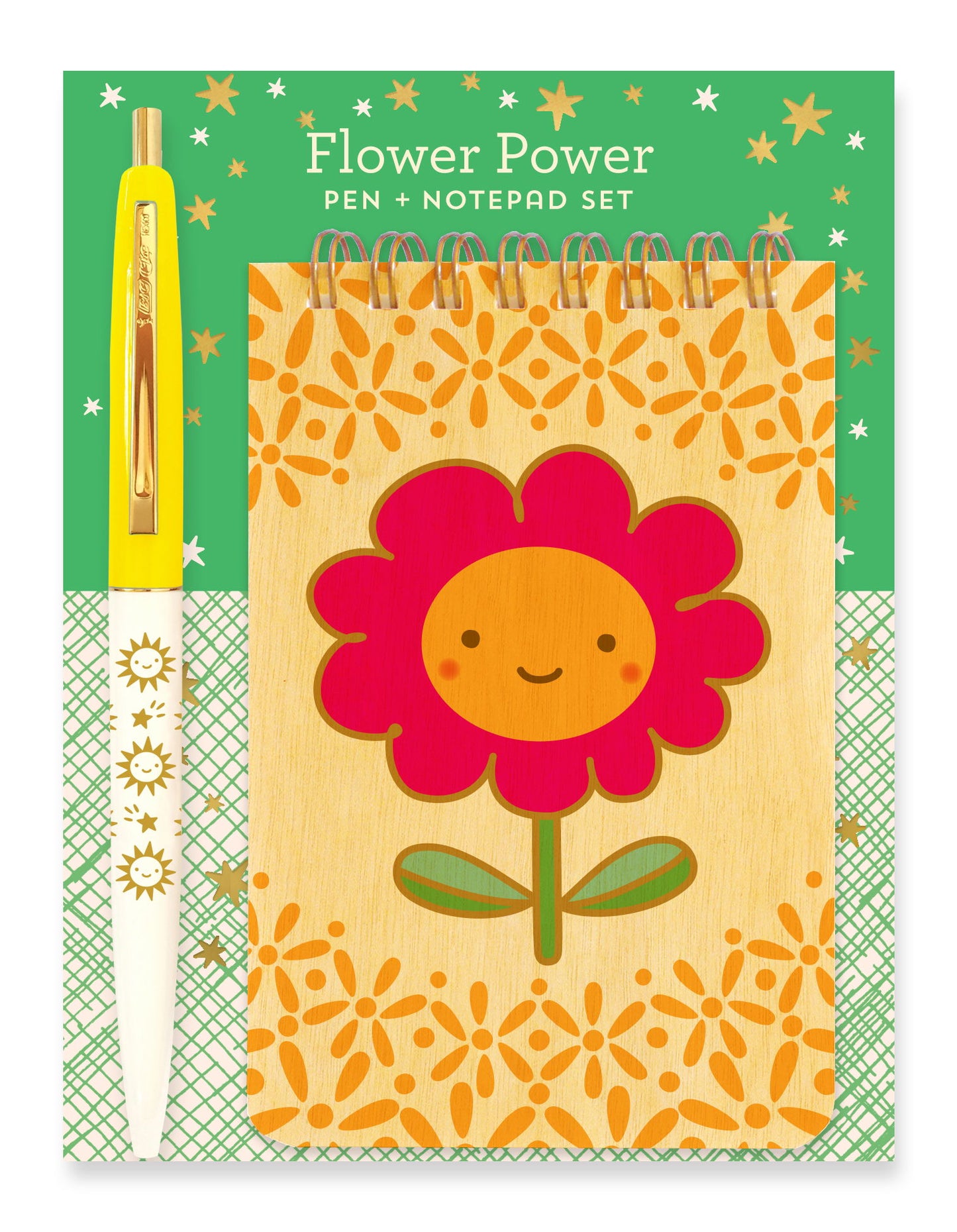 Gift set packed in a clear box with gold foil insert.