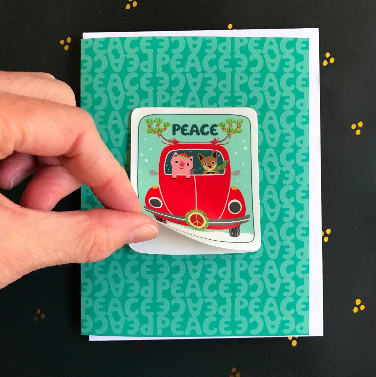 Sticker card with dishwasher safe removable vinyl sticker