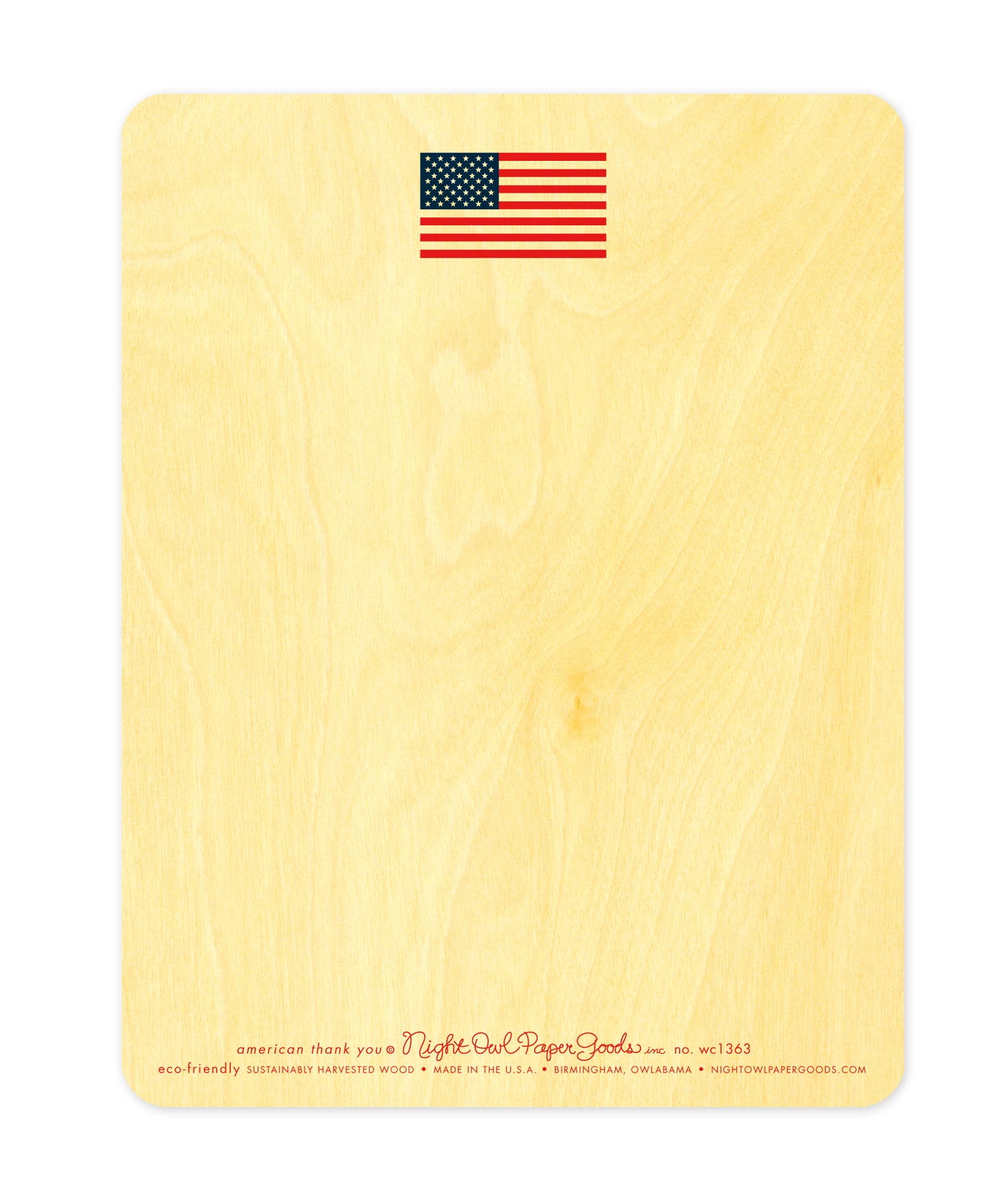 American Thank You Wood Thank You Card