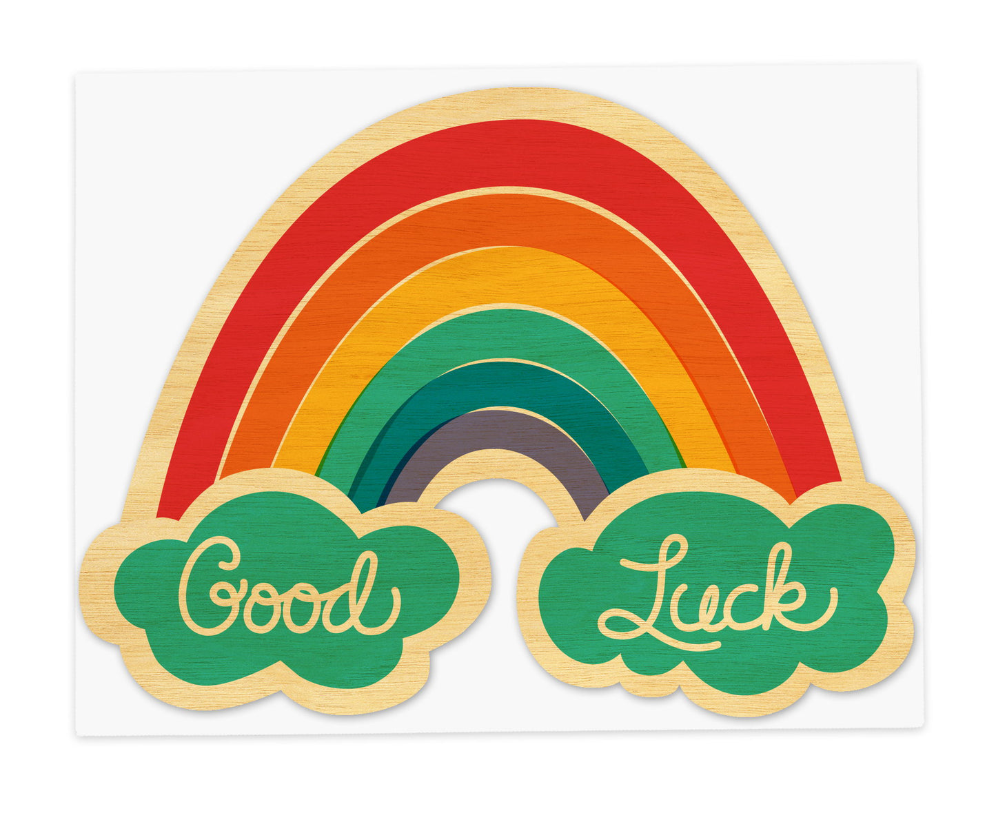 Lucky Rainbow Wood Good Luck Card