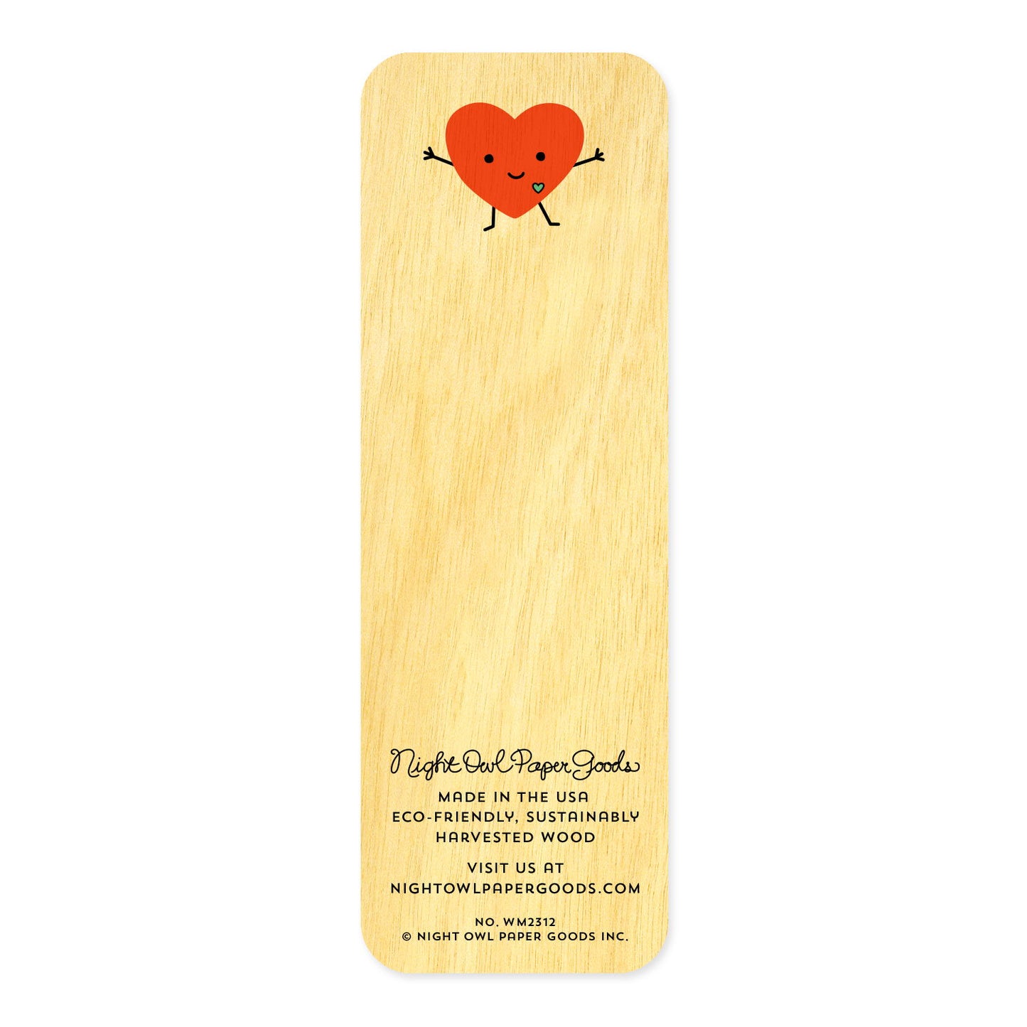 Happy Hearts Book Buddies wood mini bookmark + pin gift set