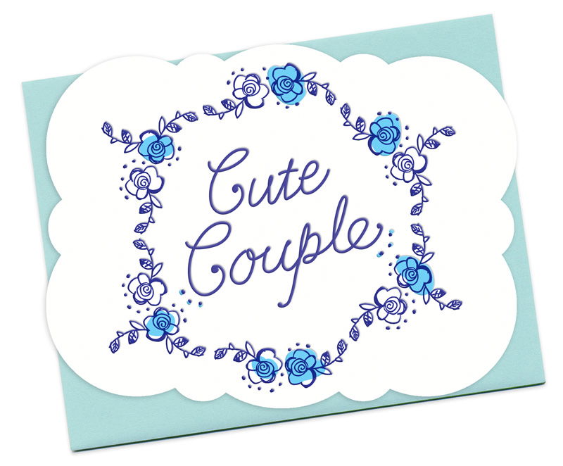 Cute Couple Letterpress Wedding Card