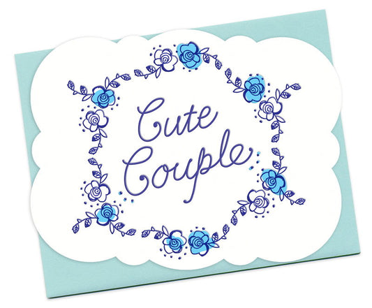 Cute Couple Letterpress Wedding Card