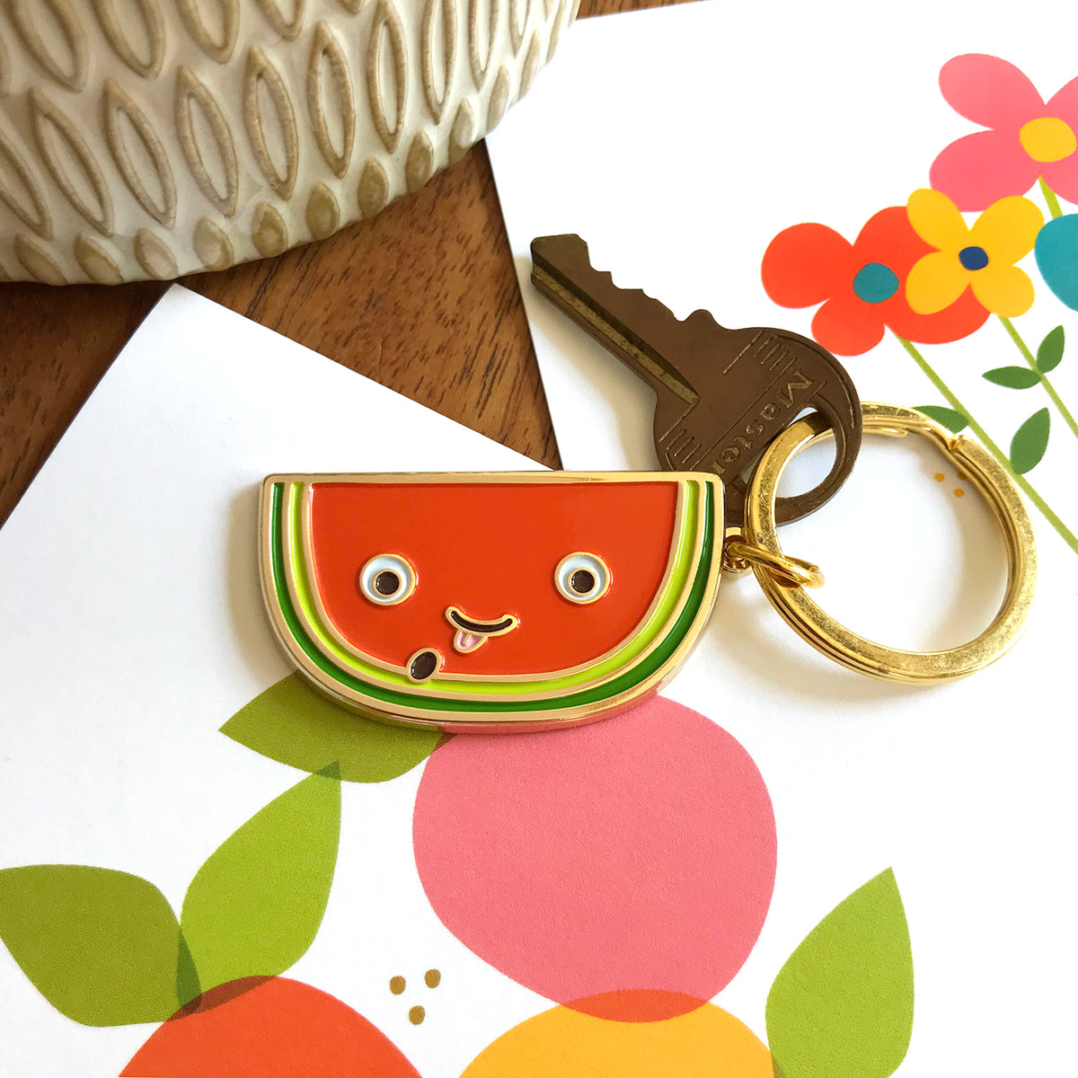Watermelon Enamel Keychain