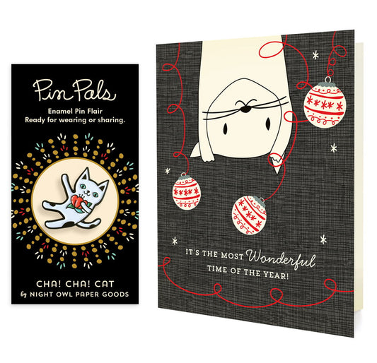 Photo of Crazy Kitty Holiday Cards & Enamel Pin Set