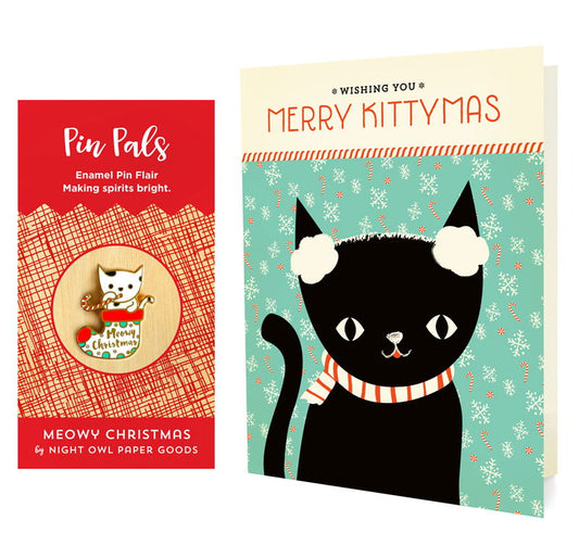 Photo of Kitty Christmas Cards & Enamel Pin Set