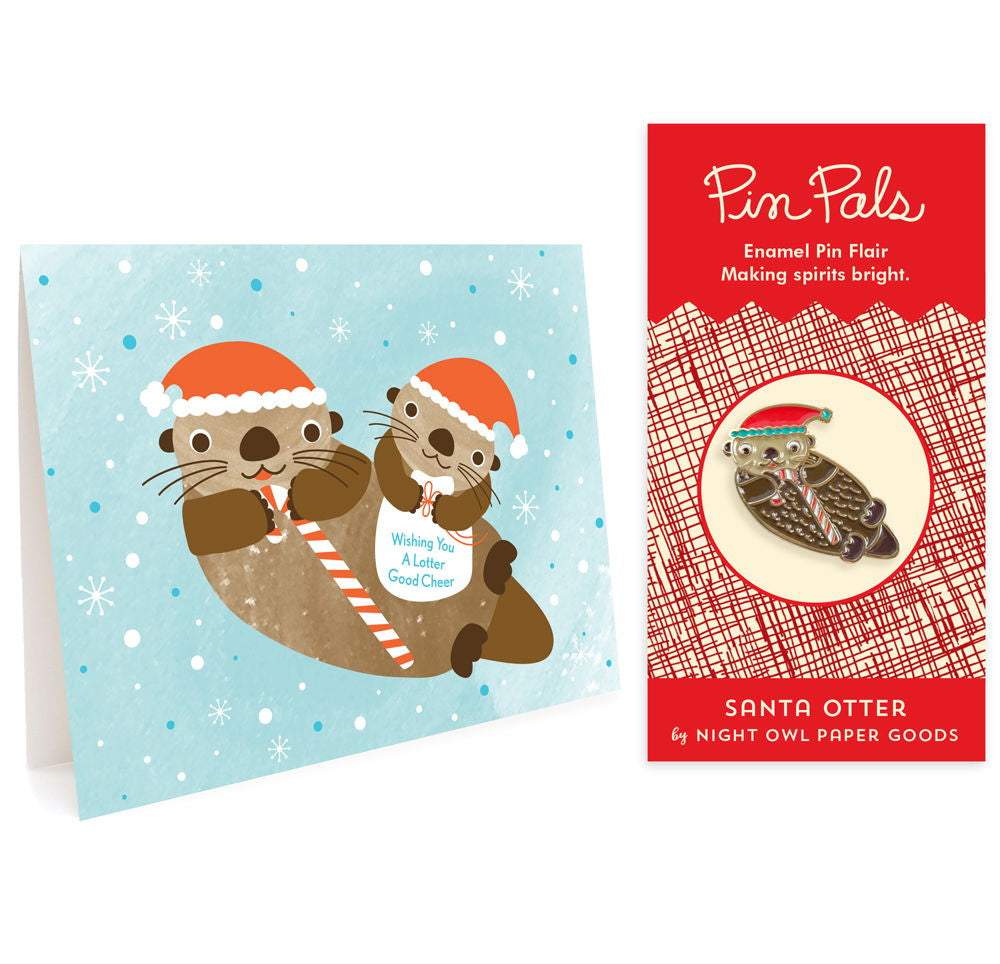 Photo of Lotter Otter Holiday Cards & Enamel Pin Set