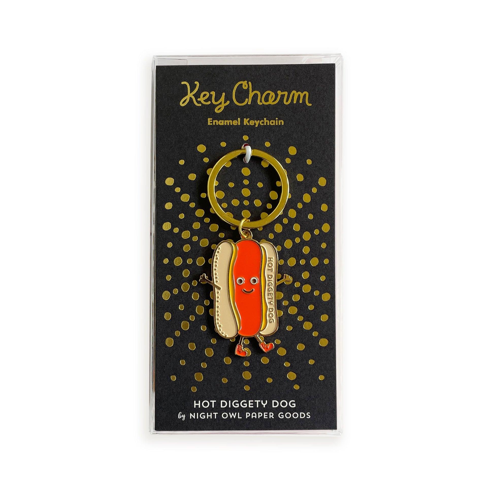 Hot Diggety Dog Enamel Keychain
