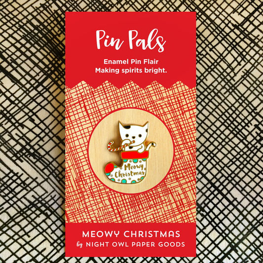 Photo of Meowy Christmas Holiday Cards & Enamel Pin Set