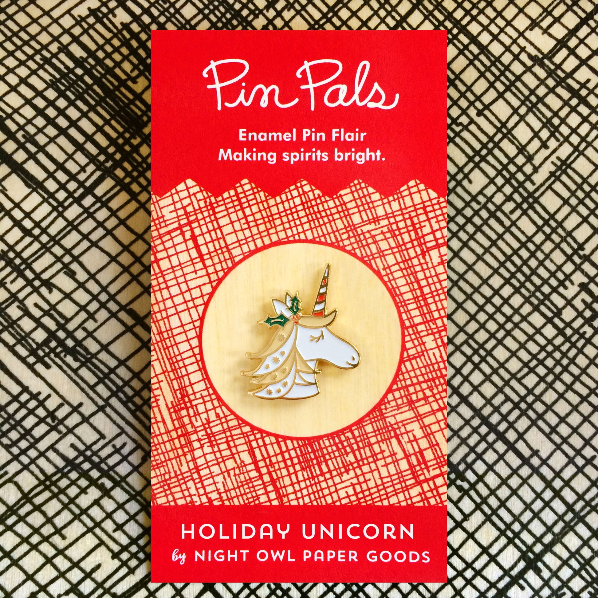 Magical Unicorn Red Holiday Cards & Enamel Pin Set web exclusive - holiday bundle