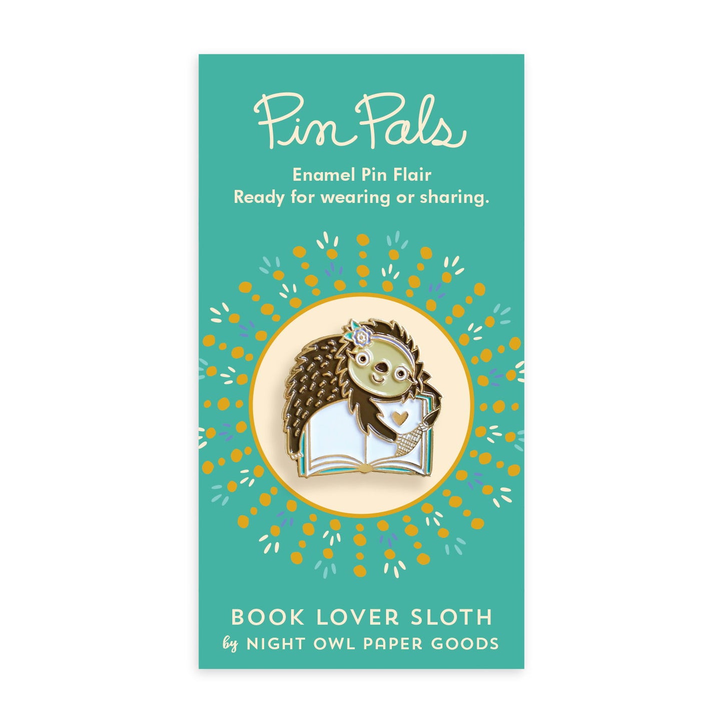 Book Lover Sloth Enamel pin