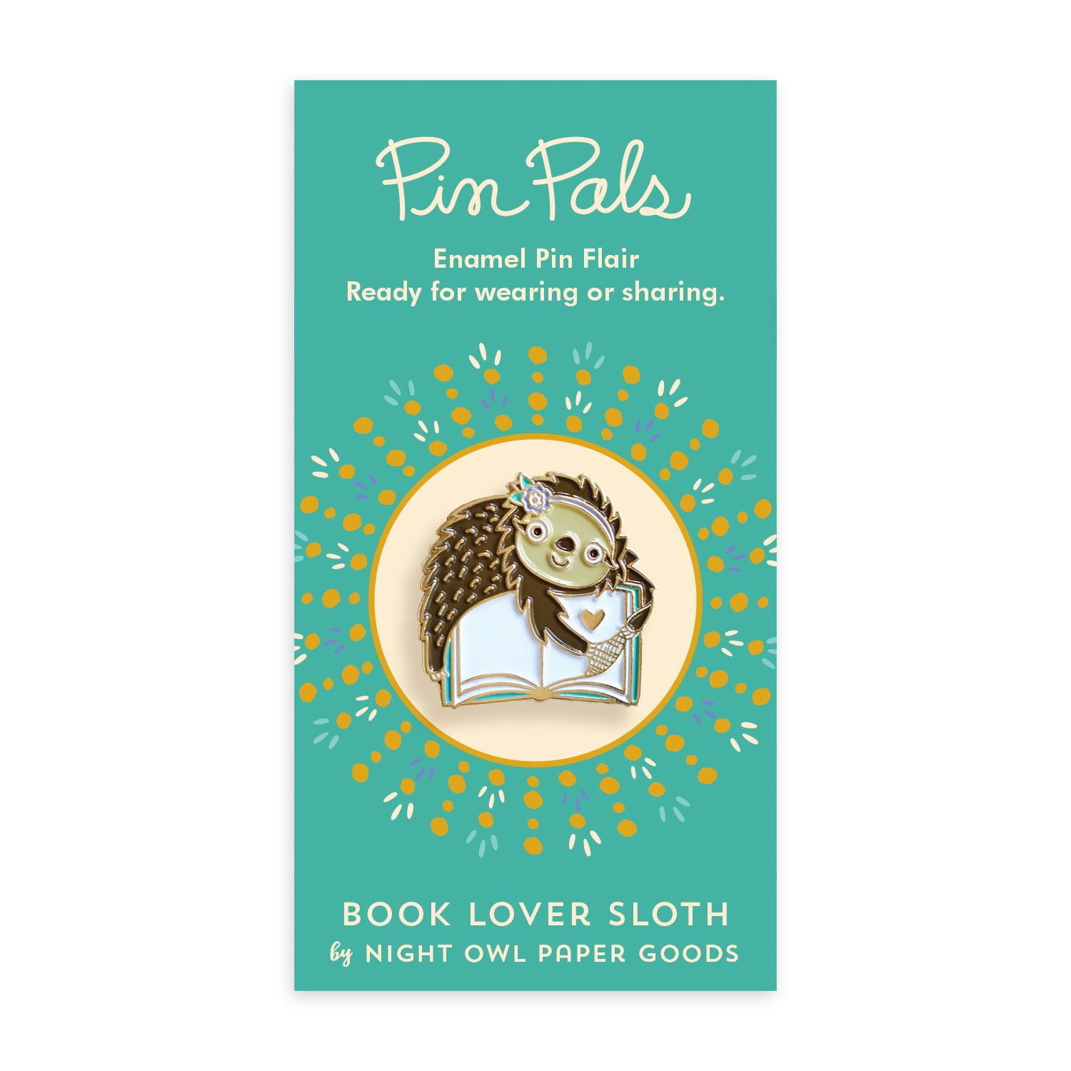 Book Lover Sloth Enamel pin