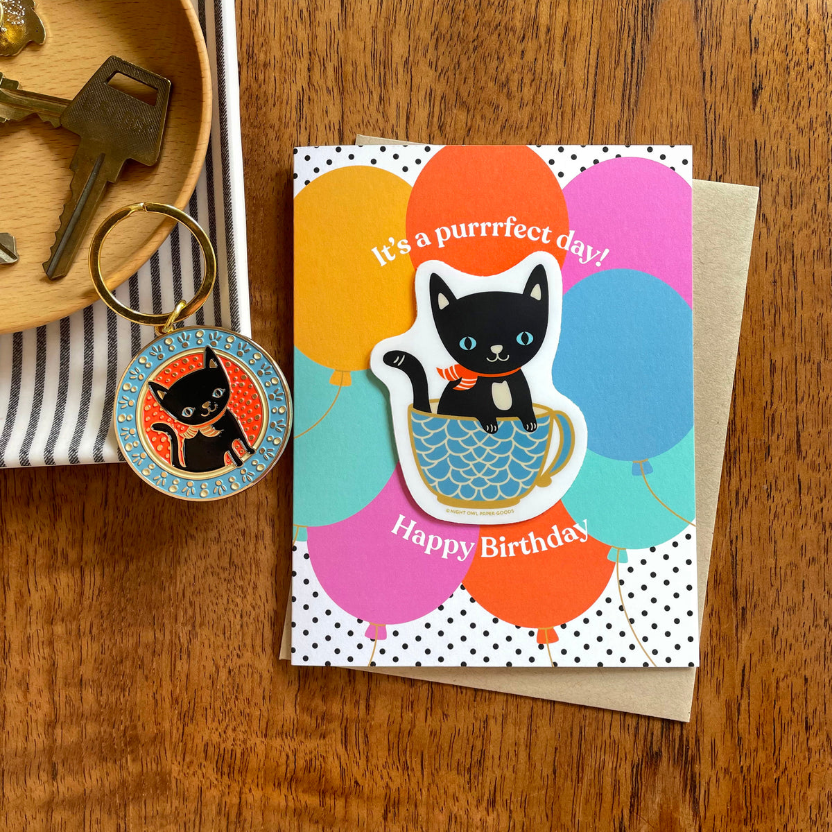 Purrrfect Sticker Purrrfect Day Sticker Birthday Card – Night Owl Paper Goods