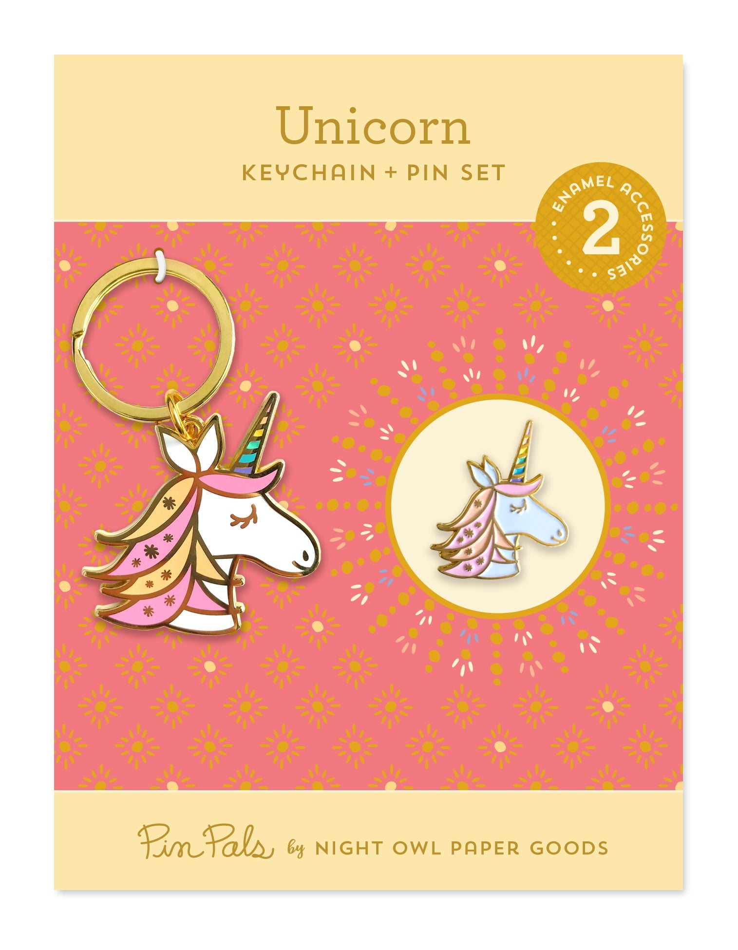 Unicorn keychain + pin gift set