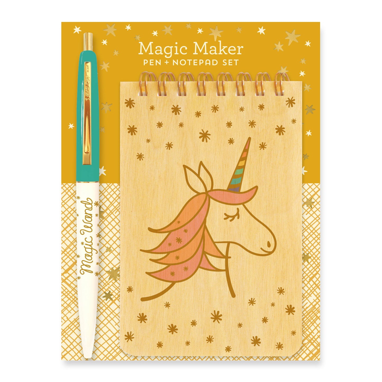Magic Maker wood mini notepad + pen gift set
