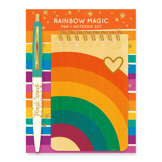 Rainbow Magic wood mini notepad + pen gift set