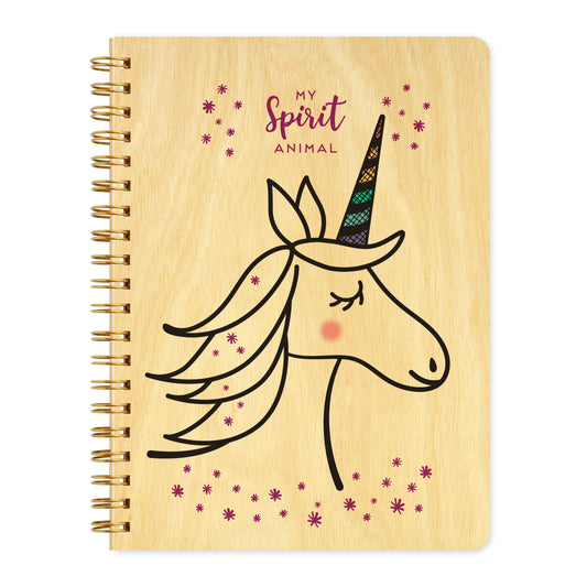 Unicorn Spirit Animal Wood Journal