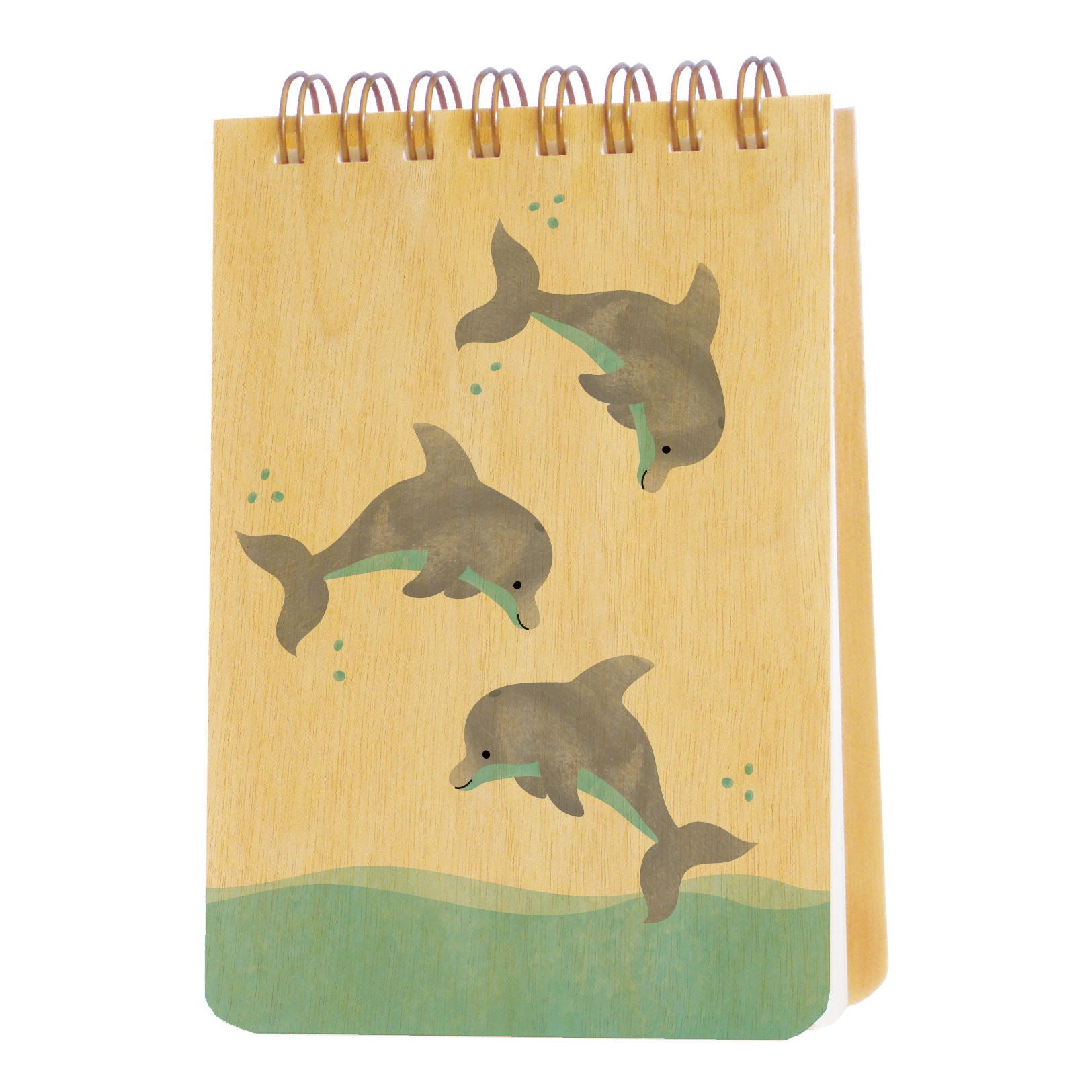 Dolphins Wood Mini Notepad