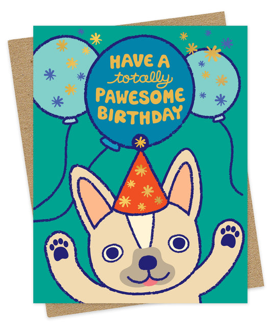 Paw-some Frenchie Foil-Stamped Birthday Card