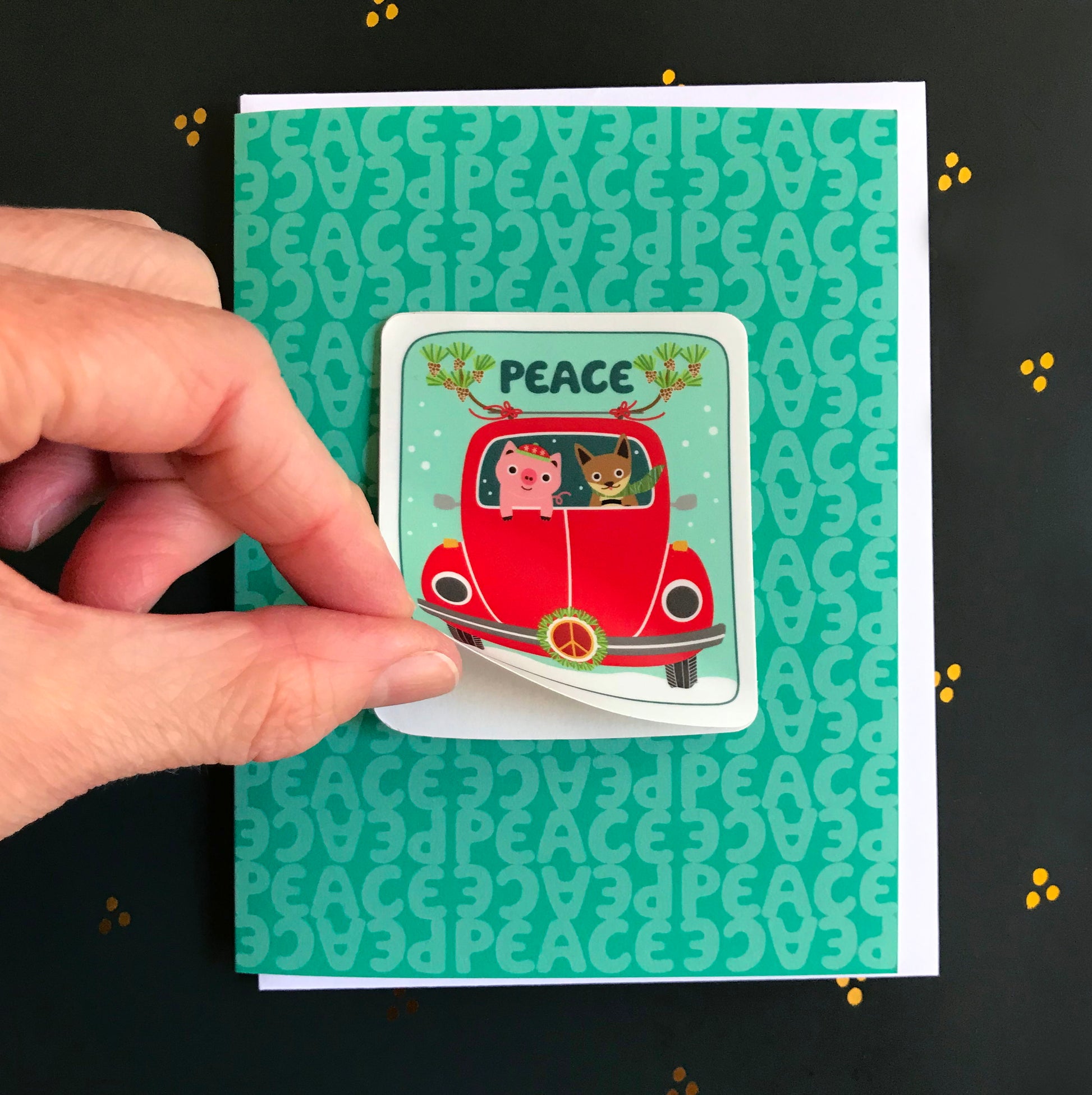 Sticker card with dishwasher safe removable vinyl sticker