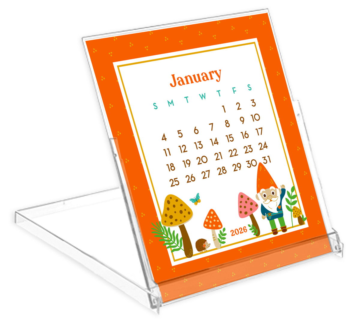 2026 Forest Friends 12-Month Paper Desk Calendar