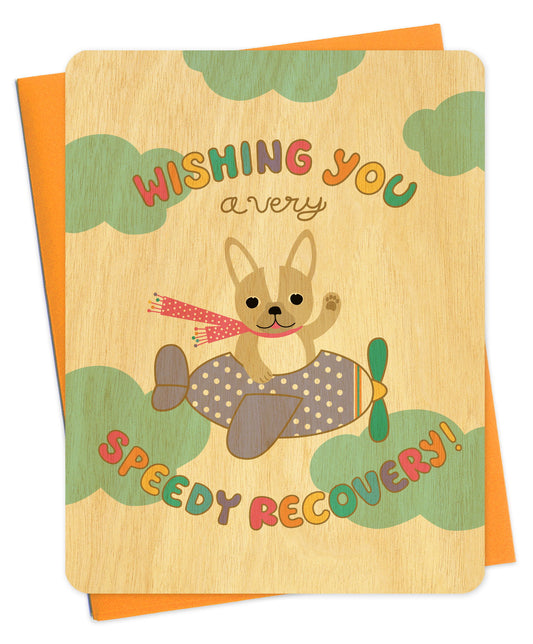 Speedy Recovery Wood Get Well Card