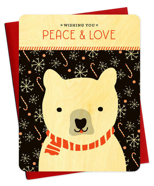 Polar Bear Wood Holiday Card