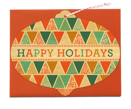 Folksy Bulb Wood Holiday Card & Ornament