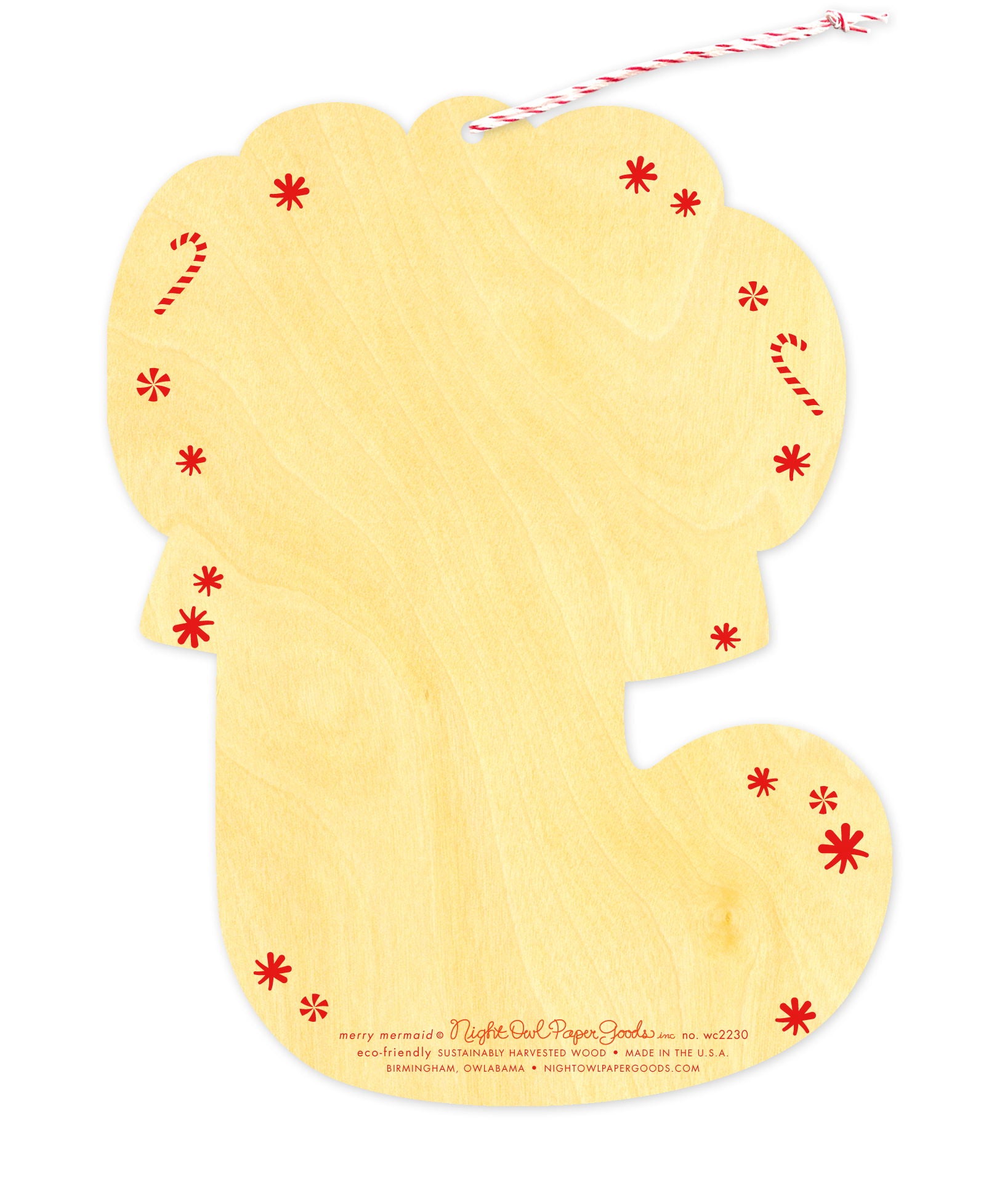 Merry Mermaid Wood Holiday Card & Ornament