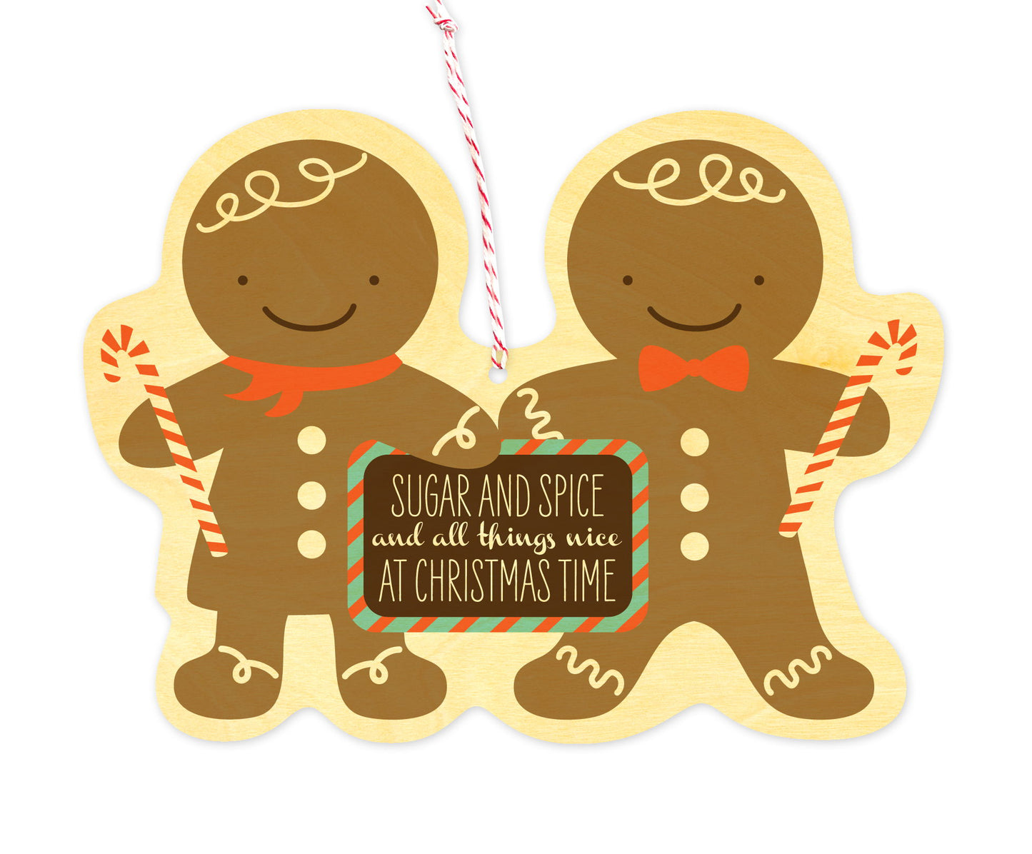 Gingerbreads Wood Holiday Card & Ornament