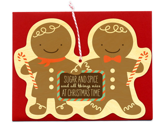 Gingerbreads Wood Holiday Card & Ornament