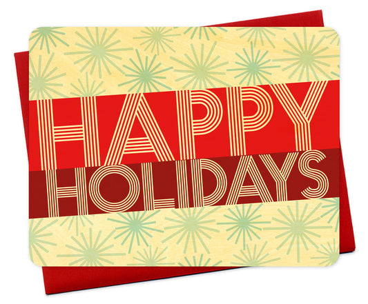 Mod Happy Holidays Wood Holiday Card