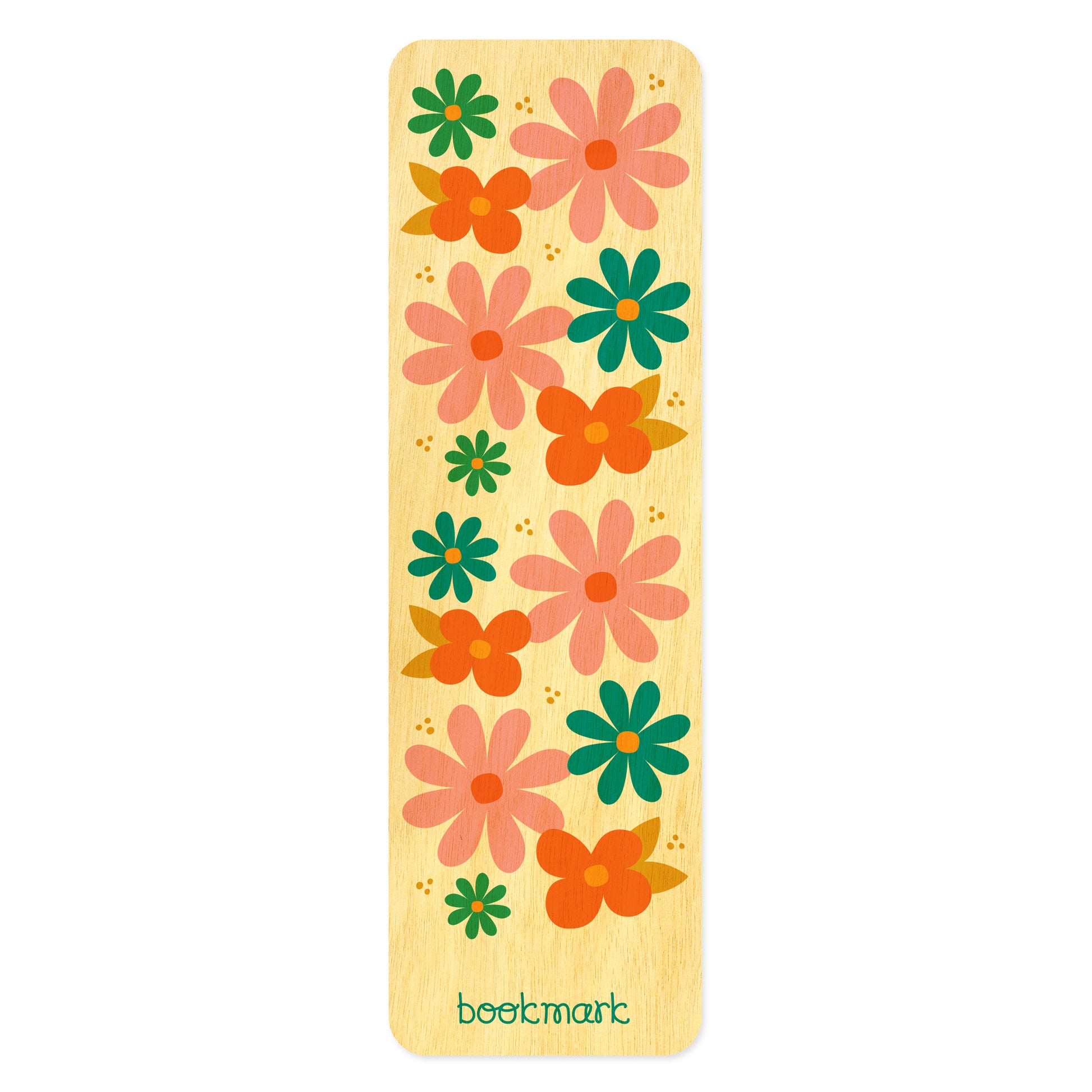 Wooden bookmark with colorful floral design 