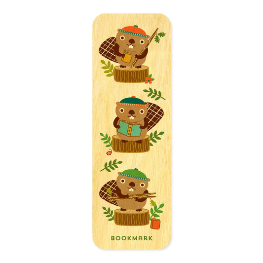 Bookish Beaver Book Buddies wood mini bookmark + pin gift set