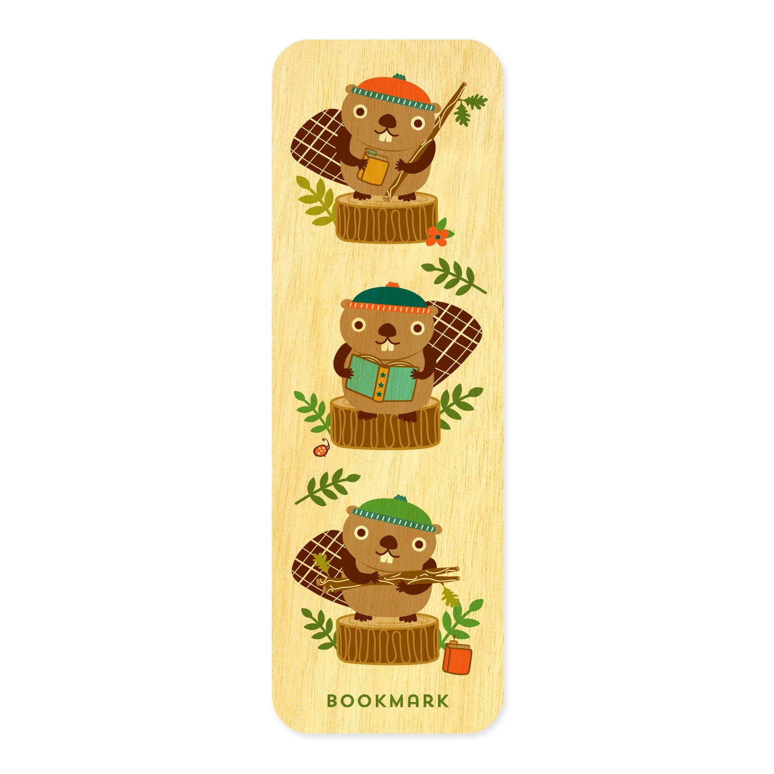 Beaver Mini wood bookmark
